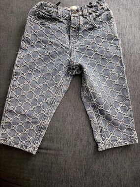 Gucci Light Blue Logo-Print Kids Jeans
